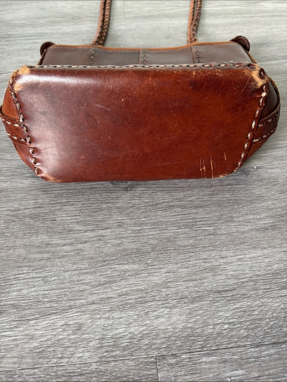 Ellepi Handmade Braided-Strap Patchwork Leather Shoulder Bag in Deep Brown - Picture 4 of 10